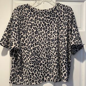 Navy/Grey animal print top